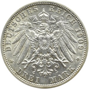 Niemcy, Prusy, Wilhelm II, 3 marki 1909 A, Berlin