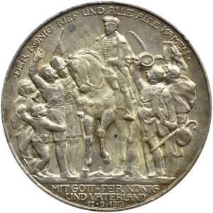 Niemcy, Prusy, Wilhelm II, 3 marki 1913 A, Berlin, Bitwa pod Lipskiem