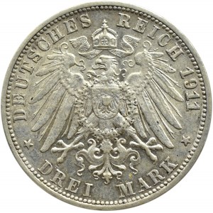 Niemcy, Wirtembergia, Wilhelm, 3 marki 1911 F, Stuttgart