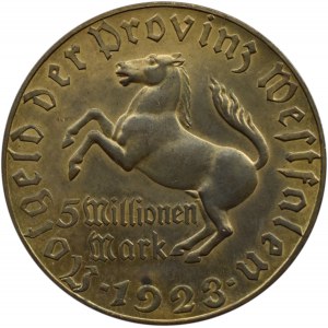 Niemcy, Westfalia, 5 milionów marek 1923, tombak