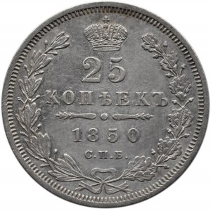 Rosja, Mikołaj I, 25 kopiejek 1850 PA, Petersburg