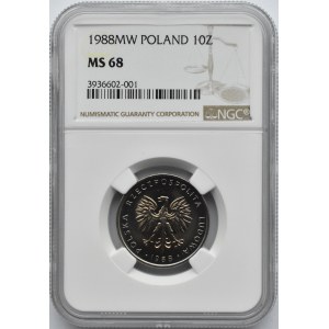 Polska, PRL, 10 złotych 1988, Warszawa NGC MS68 MAX!!!