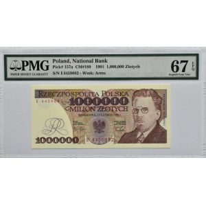 Polska, III RP, 1 000000 złotych 1991, seria E, Warszawa, PMG 67 EPQ