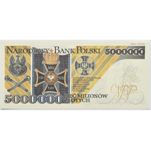 Polska, III RP, 5 milionów złotych 1995, seria AD, Replika, UNC