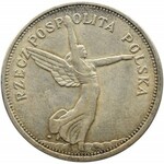 Polska, II RP, 5 złotych 1928 Nike, Warszawa, odmiana ze znakiem mennicy