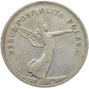 Polska, II RP, 5 złotych 1928 Nike, Warszawa, odmiana ze znakiem mennicy