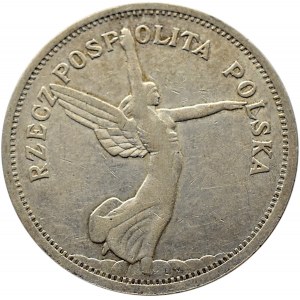 Polska, II RP, 5 złotych 1928 Nike, Bruksela, odmiana bez znaku mennicy