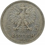 Polska, II RP, 5 złotych 1928 Nike, Bruksela, odmiana bez znaku mennicy