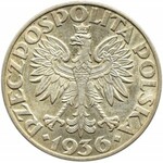 Polska, II RP, Żaglówka, 5 złotych 1936, Warszawa, Piękne!!