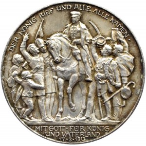 Niemcy, Prusy, Wilhelm II, 3 marki 1913 A, Berlin, Bitwa pod Lipskiem