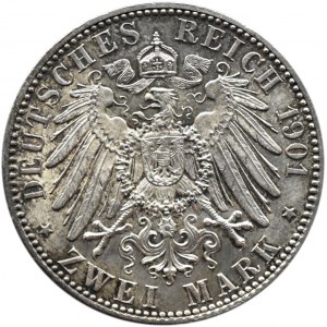Niemcy, Prusy, Wilhelm II, 2 marki 1901 A, Berlin, UNC