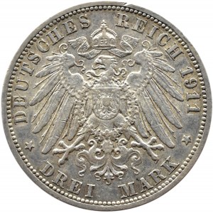 Niemcy, Anhalt, Fryderyk II, 3 marki 1911 A, Berlin