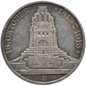 Niemcy, Saksonia, 3 marki 1913, 100-lat bitwy pod Lipskiem, Muldenhütten