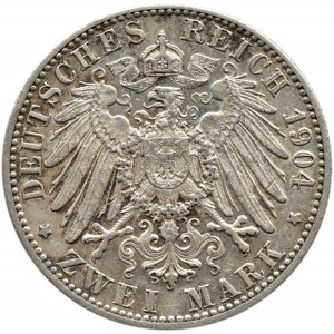 Niemcy, Wirtembergia, Wilhelm II, 2 marki 1904 F, Stuttgart