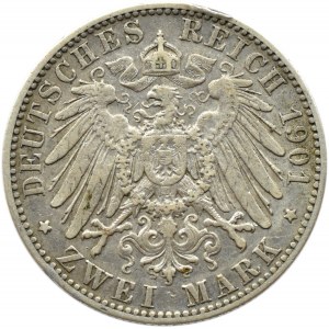 Niemcy, Saksonia, Albert, 2 marki 1901 E, Muldenhütten
