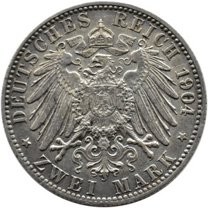 Niemcy, Brema, 2 marki 1904 J, Hamburg, rzadkie