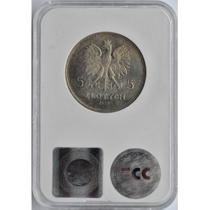 Polska, II RP, 5 złotych 1930, Sztandar, Warszawa, GCN MS63