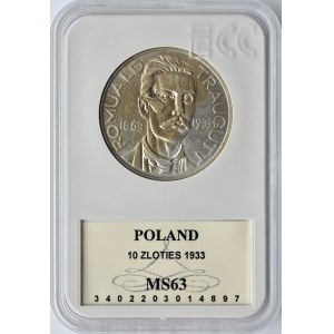 Polska, II RP, Romuald Traugutt, 10 złotych 1933, Warszawa, GCN MS63