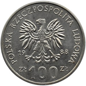 Polska, PRL, 100 złotych 1988, Jadwiga bez znaku mincerza