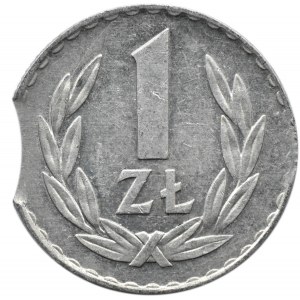 Polska, PRL, 1 złoty 1974, destrukt - końcówka blachy, Warszawa