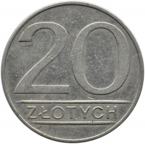 Polska, PRL, 20 złotych 1986 - szeroka data, Warszawa, bardzo rzadka odmiana