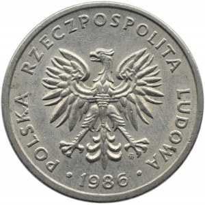 Polska, PRL, 20 złotych 1986 - szeroka data, Warszawa, bardzo rzadka odmiana