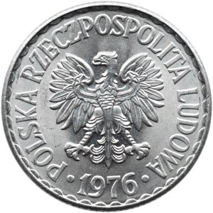 Polska, PRL, 1 złoty 1976 bez znaku, UNC