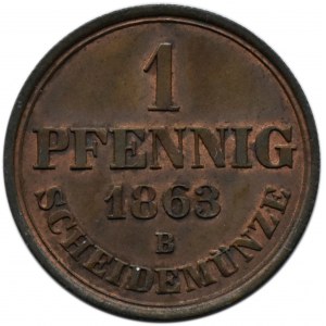Niemcy, Hannover, 1 pfennig 1863 B, Hannover, UNC