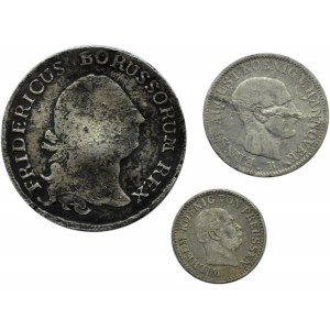 Niemcy, Prusy/Hannover, lot trzech srebrnych monet 1758-1867