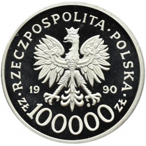 Polska, III RP 100000 złotych 1990 - Solidarność tzw. gruba