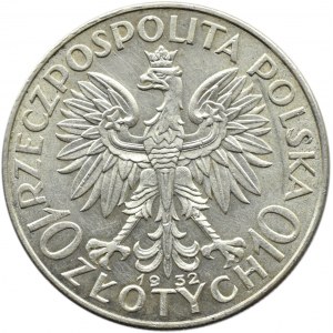 Polska, II RP, Głowa kobiety, 10 złotych 1932, bez znaku mennicy, Warszawa