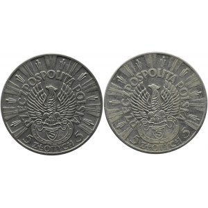 Polska, II RP, Józef Piłsudski, 5 złotych 1934 orzeł strzelecki, Warszawa, lot 2 sztuk