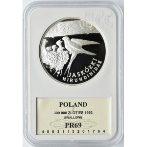 Polska, III RP, 300000 złotych 1993, Jaskółki, PCG PR69