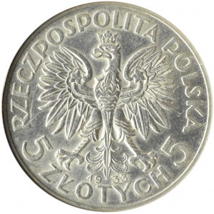 Polska, II RP, Głowa Kobiety, 5 złotych 1933, Warszawa, GCN MS60