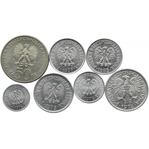 Polska, PRL, lot siedmiu sztuk monet, Warszawa
