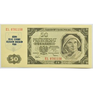Polska, RP, 50 złotych 1948, seria EL, okolicznościowy nadruk, PTAiN