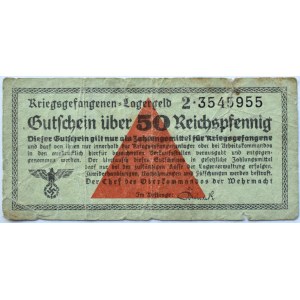 Uniwersalny Bon Obozowy, Kriegsgefangenen- Lagergeld, 50 pfennig