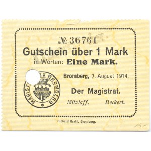 Bromberg, Bydgoszcz, Gutschein 1 marka 1914, numer 36761