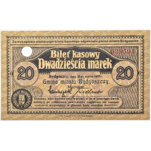 Bromberg, Bydgoszcz, 20 marek 1920, numer 039594, UNC, granatowy skasowany - wycena c.a.!!!!