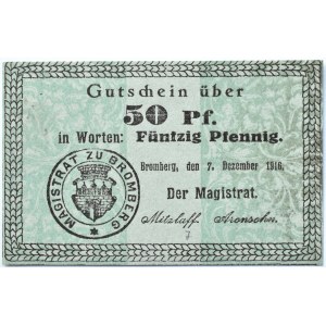 Bromberg, Bydgoszcz, Gutschein 50 pfennig 1916, UNC, odmiana 1.