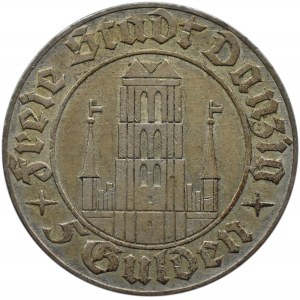Wolne Miasto Gdańsk, 5 guldenów 1932, Kościół Mariacki, Berlin