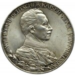 Niemcy, Prusy, Wilhelm II w mundurze, 3 marki 1913 A, Berlin, UNC