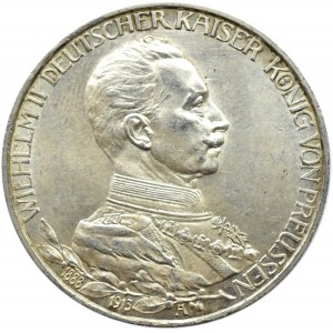 Deutschland, Preußen, Wilhelm II. in Uniform, 3 Mark 1913 A, Berlin, UNC