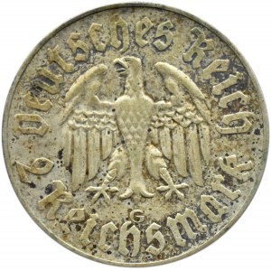 Niemcy, III Rzesza, M. Luther, 2 marki 1933 G, Karlsruhe, najrzadsze!