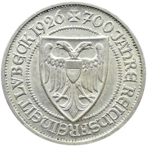 Niemcy, Republika Weimarska, Lubeka, 3 marki 1926 A, Berlin, piękne