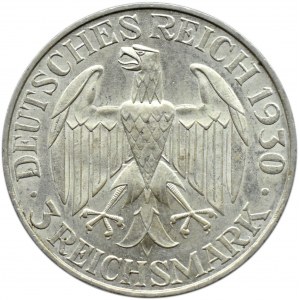 Niemcy, Republika Weimarska, 3 marki 1930 A, Berlin, Graf Zeppelin, UNC