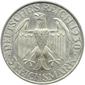 Niemcy, Republika Weimarska, 3 marki 1930 A, Berlin, Graf Zeppelin, UNC