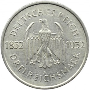 Niemcy, Republika Weimarska, 3 marki 1932 A, Berlin, Goethe
