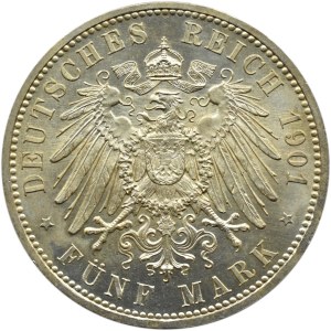 Niemcy, Prusy, Wilhelm II, 5 marek 1901 A, Berlin, UNC