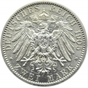 Niemcy, Schwarzburg-Sonderhausen, Günther, 2 marki 1905, Berlin, UNC